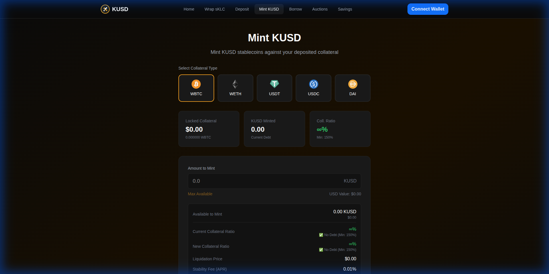 KUSD Minting Interface